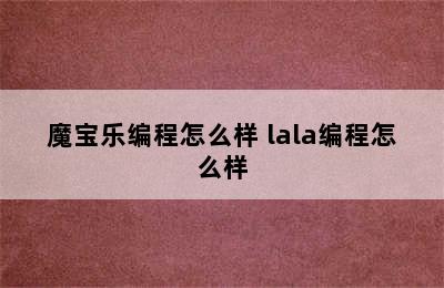 魔宝乐编程怎么样 lala编程怎么样